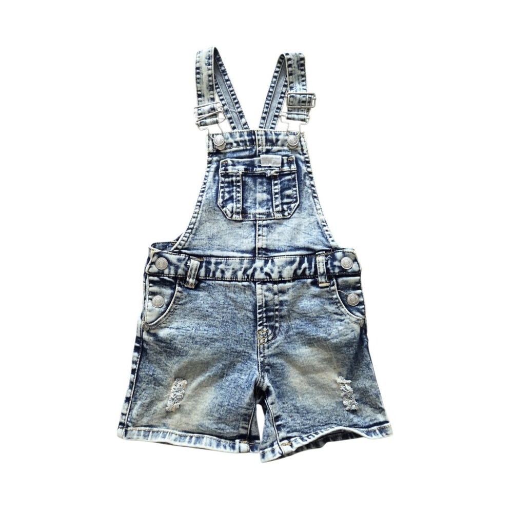 7 For All Mankind Denim Overalls Toddler 24M‎ Blue Acid Wash Distressed Unisex